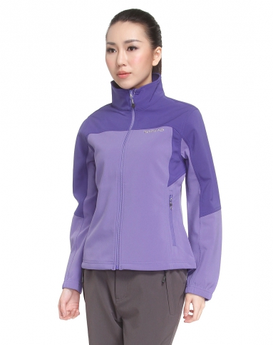 女款灰紫色拼料长袖功能外套
