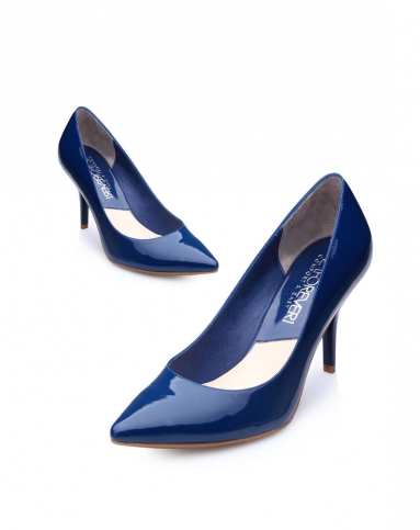 2014新款深蓝色性感欧美尖头高跟鞋细跟真皮时尚女单鞋