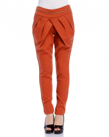 暗橘红色休闲时尚长裤