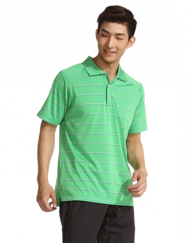 男款条纹个性绿色短袖polo衫