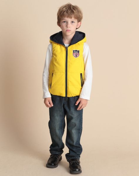 男童黄色正反面可<em>穿</em>连帽棉<em>马甲</em>-唯品会