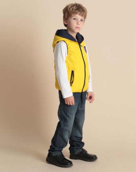 男童黄色正反面可<em>穿</em>连帽棉<em>马甲</em>-唯品会