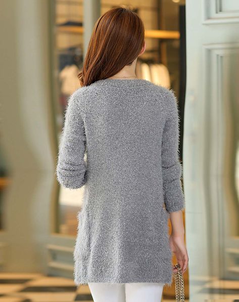 丝柏舍女装专场女<em>灰色</em>时尚韩版宽松插<em>肩袖</em>中长