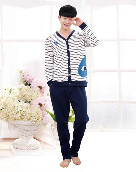 雪俐男女家居服混合专场男士<em>纯棉</em>长袖<em>睡衣</em>韩国