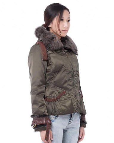 缎面咸菜绿奢华款羽绒服