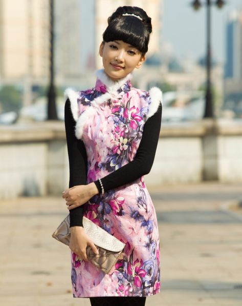 <em>逸红颜</em>E-Beauty<em>女装</em>专场香雪海毛领复古旗袍裙