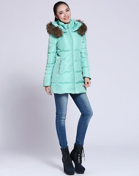 纳纹NA·WAIN<em>女装</em>专场<em>浅绿</em>双立领温暖羽绒服