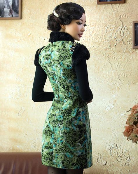 <em>逸红颜</em>E-Beauty<em>女装</em>专场清秋醉中式毛领旗袍裙