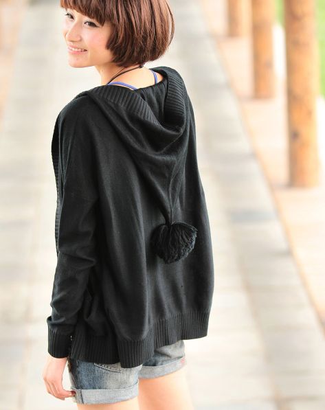 黑色<em>宽松针织衫女开衫</em>-唯品会手机版