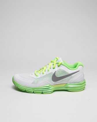 男子白底荧光绿色nike lunar tr1网面运动鞋