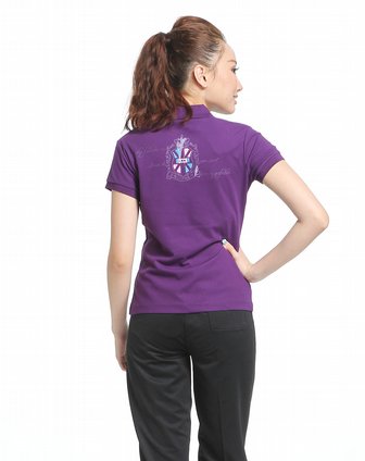 女款紫色足球系列短袖时尚polo衫