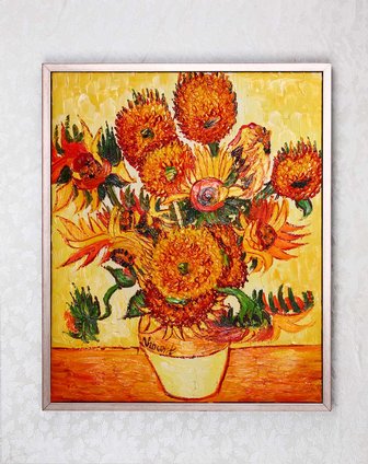 手绘油画-梵高盛开的向日葵