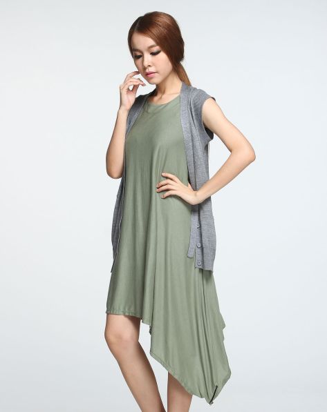 <em>灰色</em>纯色盖<em>肩袖针织开衫</em>-唯品会手机版