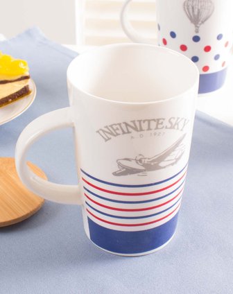 地中海飞机手工竹盖陶瓷杯