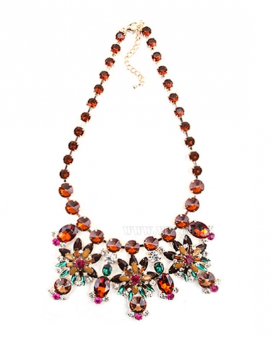 lavieen rose 珍妮弗皇冠项链_500960114橘/棕/绿色(单条)