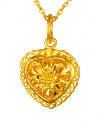 心型鸡心吊千足金吊坠