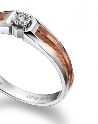 潮宏基 心逸 心世纪系列 18k金钻石戒指/对戒(男戒)