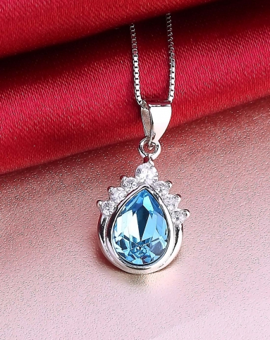 s925银镶奥地利水晶吊坠 天使之泪