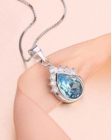 s925银镶奥地利水晶吊坠 天使之泪