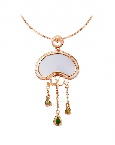 缠绵蚕豆 k金玉髓吊坠