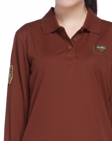 女款藏红色速干长袖t恤