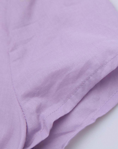 荷叶边领灰紫色短袖t恤