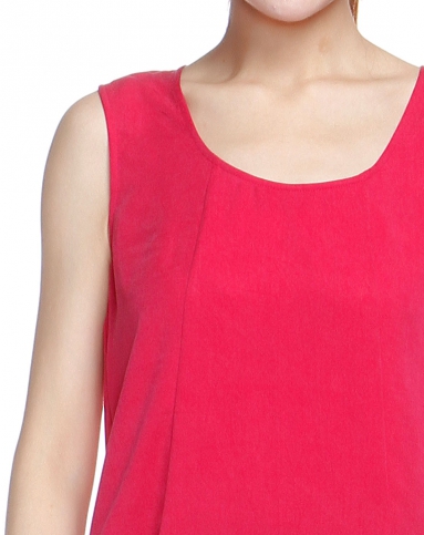 深桃红色夏日时尚无袖上衣