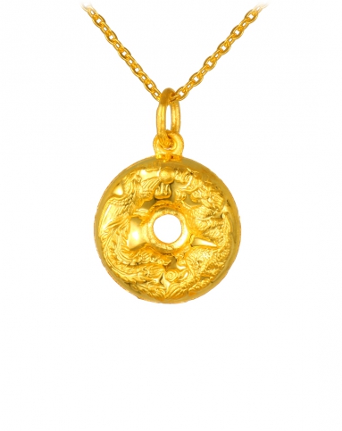 千足黄金吊坠 龙凤圈 龙凤呈祥