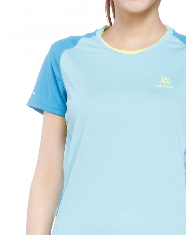 透气速干防晒女款粉青色短袖功能t恤