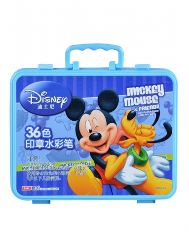 迪士尼 男童蓝色36色环保印章水彩笔