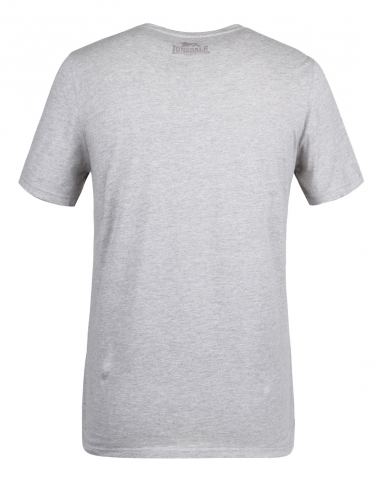 男款麻灰色纯棉圆领印图短袖t恤