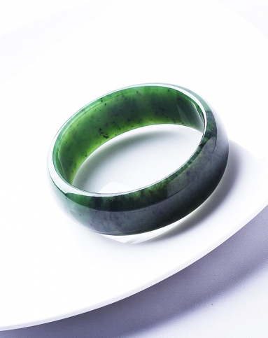 和田玉碧玉手镯-碧海情天内径60mm (国家权威认证)