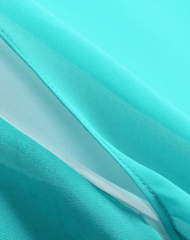 蓝绿色短袖雪纺衫