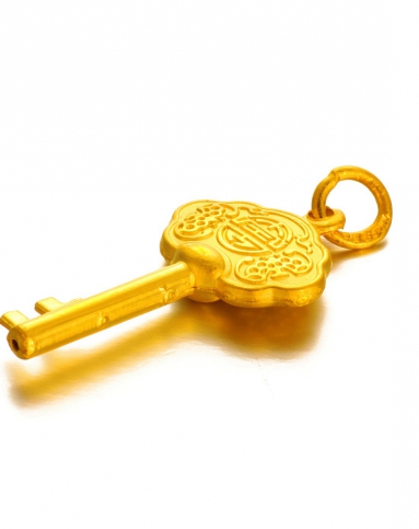 千足黄金吊坠 智慧金钥匙