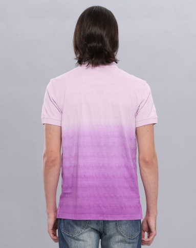 时尚粉紫渐变色短袖翻领t恤