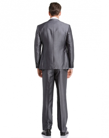 银灰色翻领商务压纹长袖西服套装