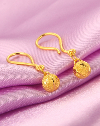 千足金黄金耳饰 星花耳坠