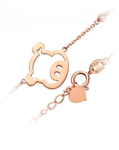 my-code生肖憨厚猪10k金钻石手链