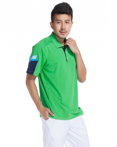 男款斯文优雅绿色短袖polo衫