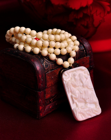 马上有钱猛犸象牙配青金石长链附证书