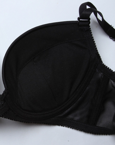 黑色优雅花纹3/4薄杯文胸