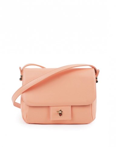 橘粉色英式学院邮差单肩斜挎包