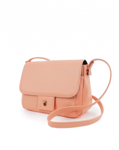 橘粉色英式学院邮差单肩斜挎包