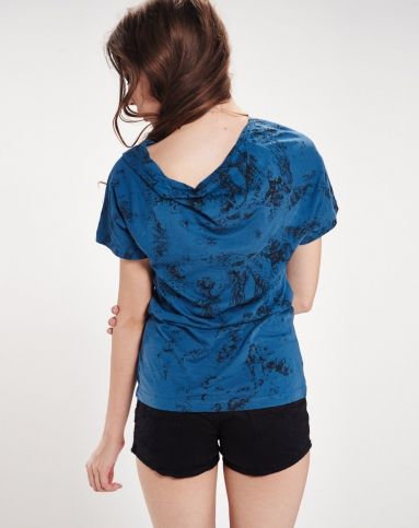 dbg女款蓝色水墨印染短袖t恤