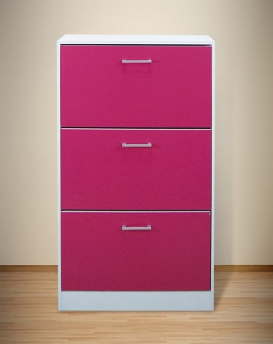 雅客集玫红门翻斗三门鞋柜