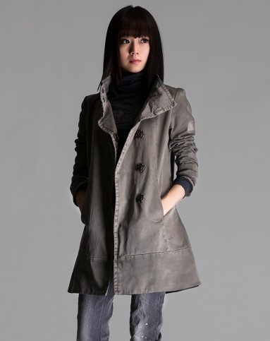 都市英伦风灰卡其色长袖外套