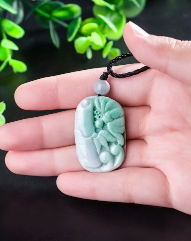 节节高天然a货翡翠豆青带绿挂件