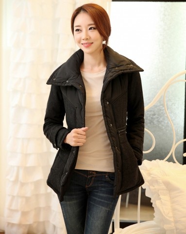 韩都衣舍soneed 黑色长袖棉衣-唯品会