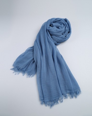 天蓝色桑蚕丝长款披肩丝巾