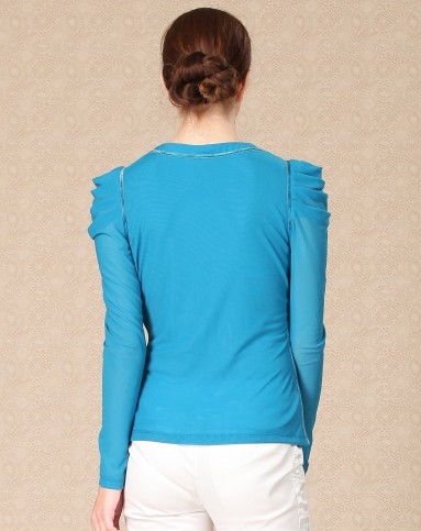 优雅舒适蓝色长袖针织衫